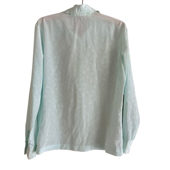 Vintage Diane Von Furstenberg for Camicetta Blue Hearts Button Front Blouse 10 - Picture 4 of 6